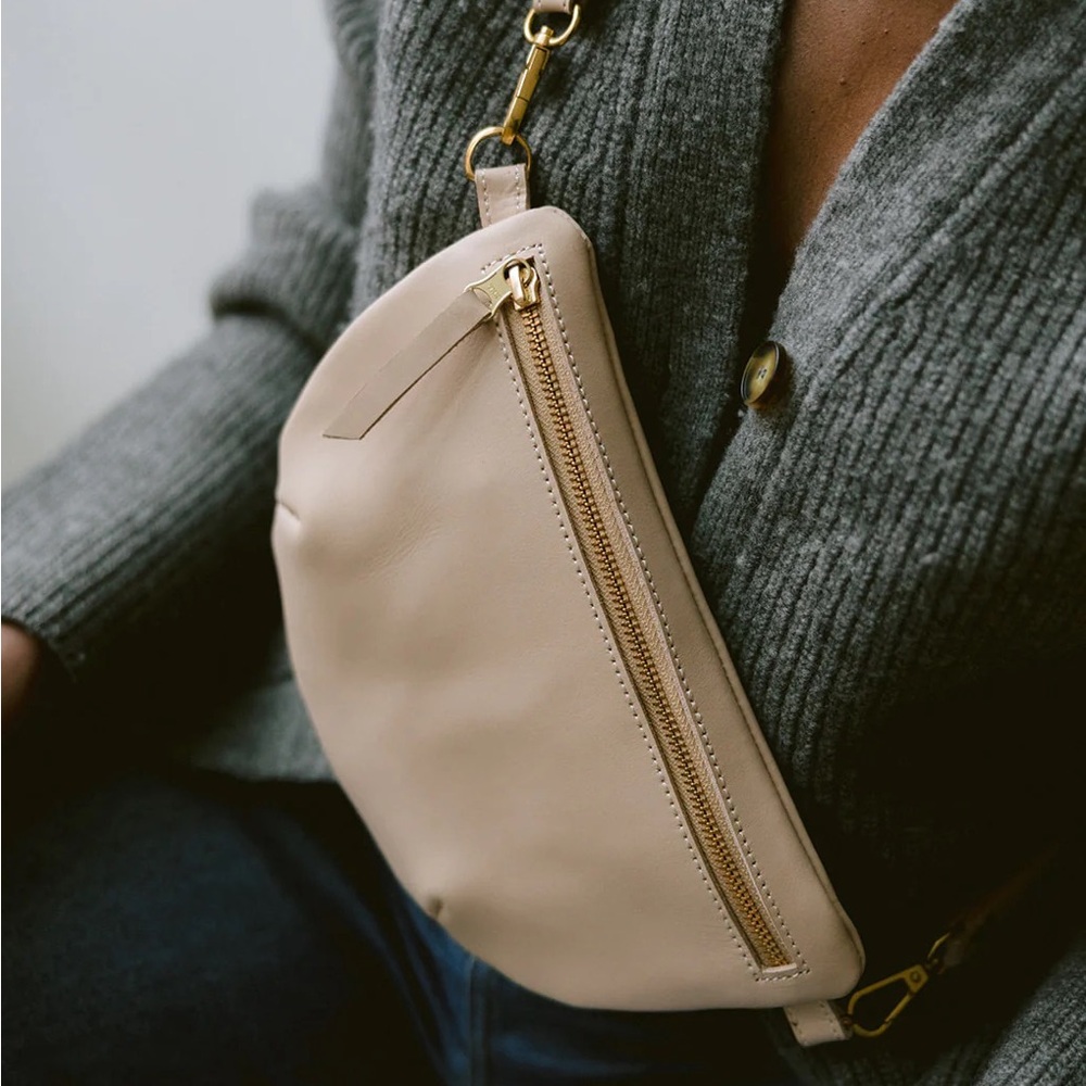 NEW ABBY ALLEY Sling Gardenia Crossbody Belt Leather Bag